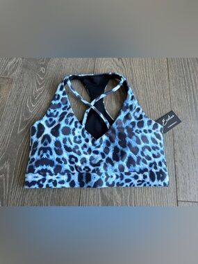 Exotica Cavegirl Aqua Performance Deep V Cross Front Crop Top Size Small